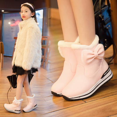 童鞋儿童雪地靴女童靴子2017新款秋冬季女孩短靴加绒韩版大童棉鞋