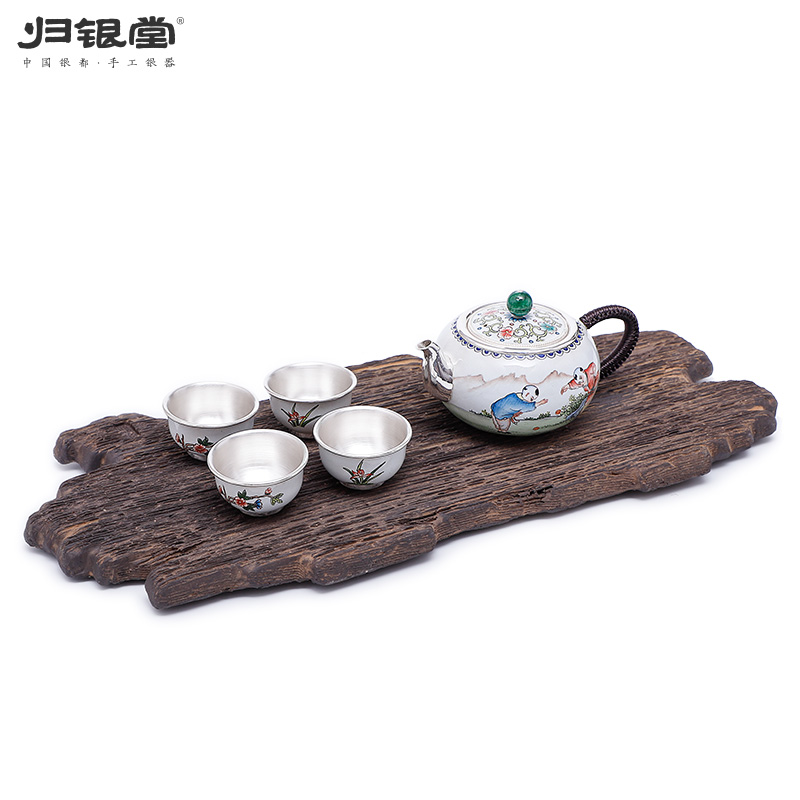 归银堂大师级别画珐琅手工银茶具套装纯银999银壶银胎珐琅彩杯子|msdalam kategori pinggan mangkuk, set teh, Kung Fu teh - dari Buy2taobao.com untuk memberikan perkhidmatan ejen Taobao profesional membeli