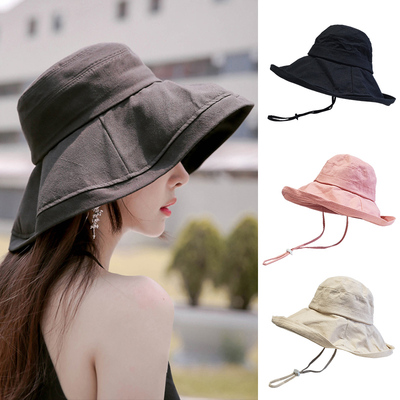 遮阳帽子女防晒渔夫帽太阳帽出游度假沙滩帽夏天海边大沿遮脸盆帽