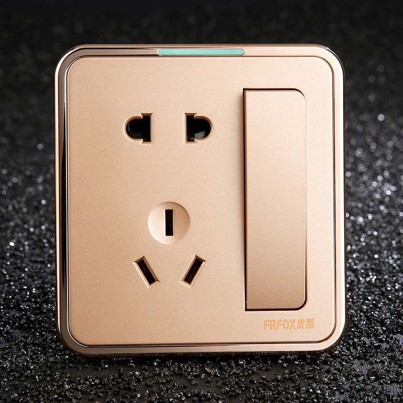 Switch socket 6FA Champagne Gold Dual control switch Pentapore socket 86 Wall switch panelin the Electronic/Electrician , Outlet , Power outlet category - from Buy2taobao.com to provide professional Taobao agent buy service