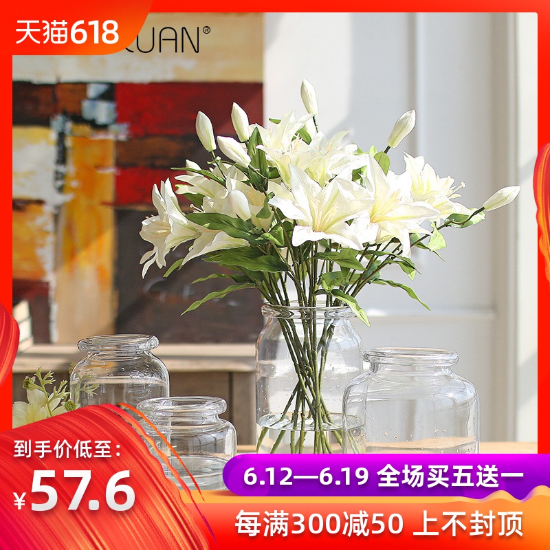 现代欧式简约透明玻璃花瓶小清新餐桌客厅电视柜仿真花装饰品摆件|msdalam kategori Aksesori rumah, pasu/bunga/bunga tiruan/perhiasan imitasi, bunga/pasu, pasu - dari Buy2taobao.com untuk memberikan perkhidmatan ejen Taobao profesional membeli