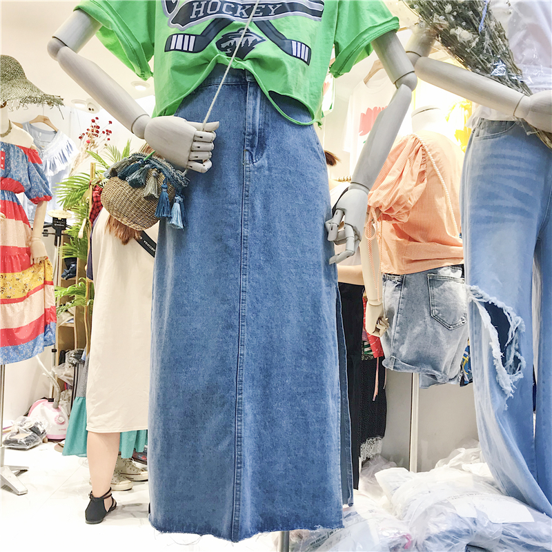 Denim skirt Mid length version 2019 new pattern Paige Easy Retro Irregular Split ends skirtin the Women's clothing/Boutique , Skirts category - from Buy2taobao.com to provide professional Taobao agent buy service