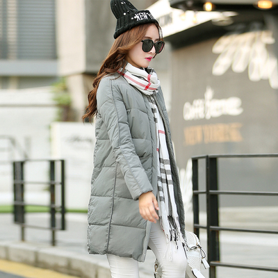 2016冬季新品女装 韩版加厚中长款棉衣女 圆领棉服上衣外套潮