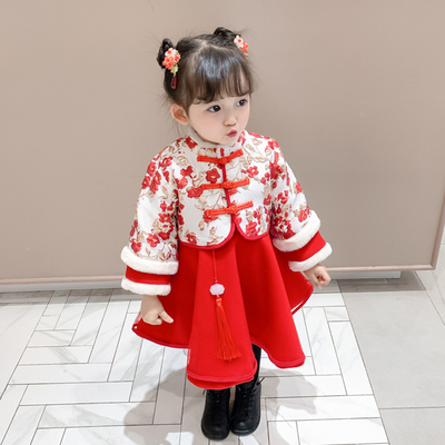 女宝宝洋气裙套装2019新款小童新年儿童拜年服潮童装女童网红冬装