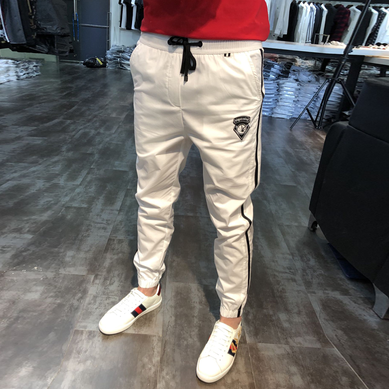 man 2019 summer Thin section Korean Edition Self cultivation motion stripe Casual pants Youth Trend Feet trousersin the Men's clothing, Casual pants category - from Buy2taobao.com to provide professional Taobao agent buy service