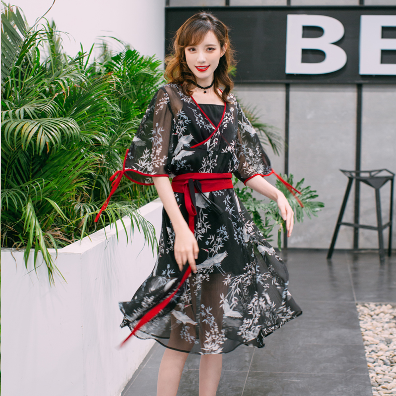 中国风现代日常汉元素复古夏季女式A字连衣裙《冰与火》|msdalam kategori Butik wanita / wanita, pakaian/pakaian kebangsaan/peringkat pakaian, pakaian kebangsaan/pakaian - dari Buy2taobao.com untuk memberikan perkhidmatan ejen Taobao profesional membeli