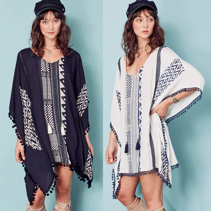 on vacation Sunscreen Easy Large Navy Blue white Cotton Embroidery Bikini Swimsuit Smock Burqa coat Maxi dressin the Sports/Yoga/Fitness/Fans supplies , Swim , Swimming equipment , Beach jacket  category - from Buy2taobao.com to provide professional Taobao agent buy service
