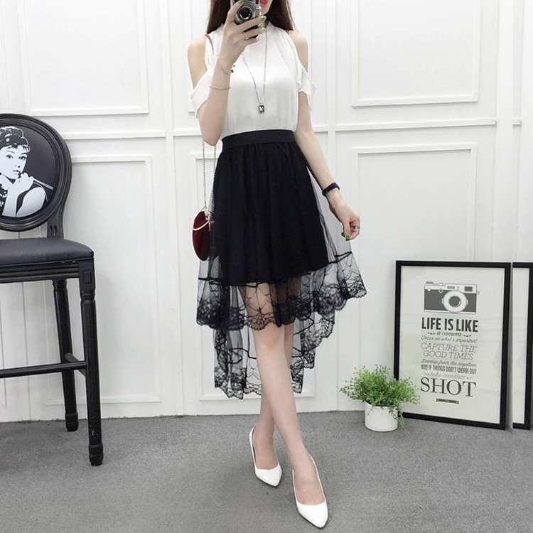 裙子春季2019新款女韩版不规则网纱半身裙夏中长款燕尾网纱裙黑色|ruв категории Женская одежда, юбка - от Buy2taobao.com для оказания профессиональной услуги покупки агента Taobao
