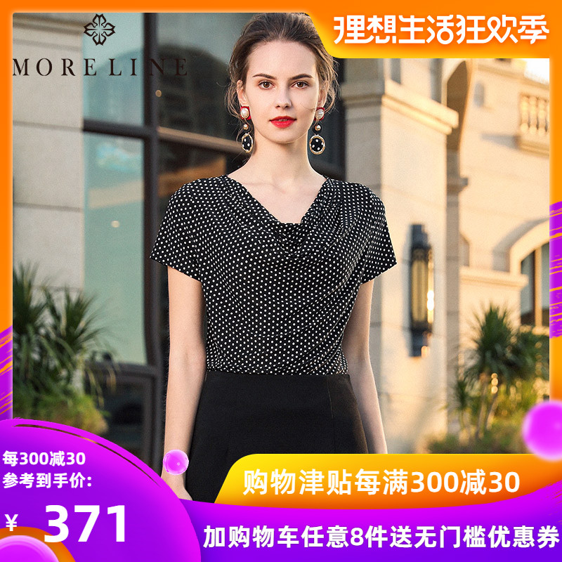 MORELINE沐兰2019夏季新品女装针织荡领波点印花短袖衫19235702|msdalam kategori Butik wanita / wanita, baju-T - dari Buy2taobao.com untuk memberikan perkhidmatan ejen Taobao profesional membeli