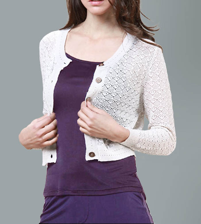 Hot Spring 100 mulberry silk Hollow flower knitting Long sleeve Shawl Real silk waistcoat Cardigan Sweater whitein the Women's clothing/Boutique , Wool sweater category - from Buy2taobao.com to provide professional Taobao agent buy service