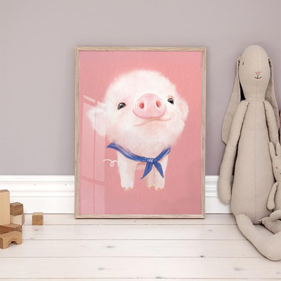 diy数字油彩画填色手绘装饰背景挂画可爱小猪减压画卡通艺术创意