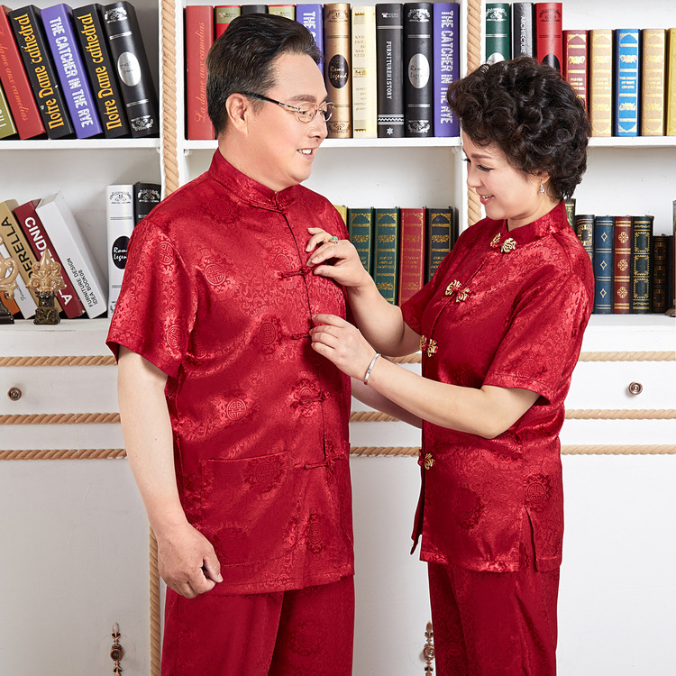中国风中老年唐装男短袖老人过寿生日情侣装爷爷中式套装休闲夏季在类目 男装, 民族服装中 - 来自Buy2taobao.com提供专业的淘宝代购服务