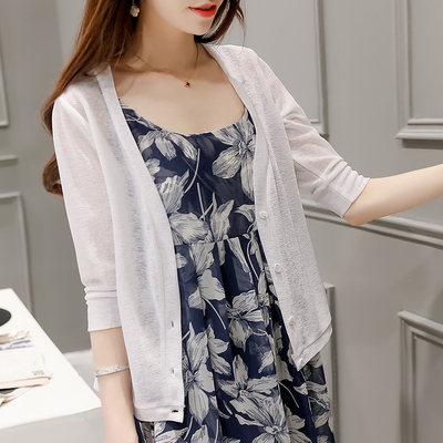 2017夏季针织空调衫夏季小披肩外搭外套短款薄针织衫女开衫防晒衫