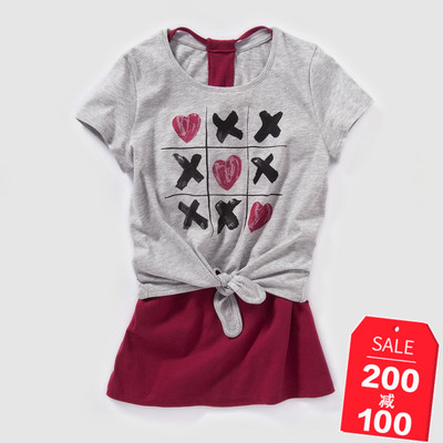 乐都特女童T恤法式童装纯棉时尚短袖T恤女童上衣夏款BZ683