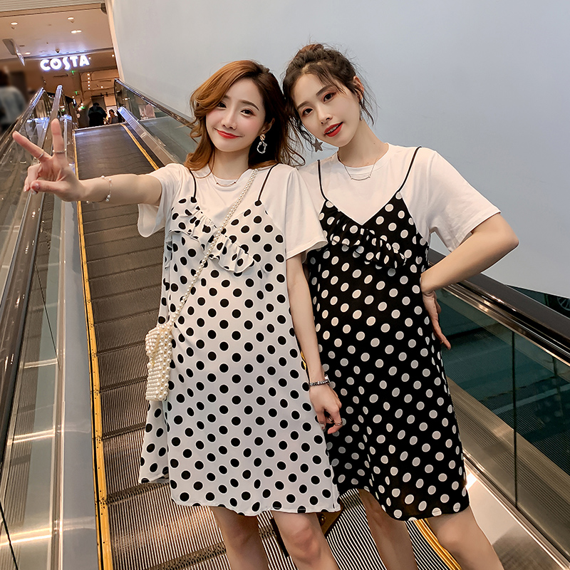 2019韩版新款孕妇装夏季连衣裙女中长款雪纺波点拼接假两件连衣裙|ruв категории Всё для беременных и кормящих, материнство, платье - от Buy2taobao.com для оказания профессиональной услуги покупки агента Taobao