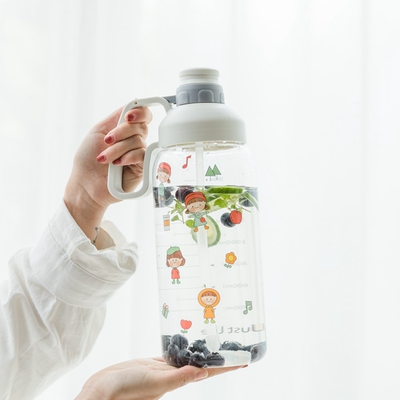 大容量便携水瓶刻度大人高颜值吸管水杯户外杯子超大健身大号水壶