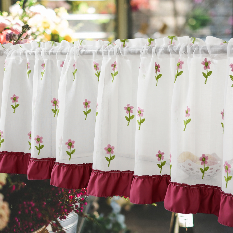 Floret Korean Pastoral wind fresh kitchen Half-curtain Coffee Curtain Shalian Short curtain cupboard bedroom door curtainin the Home Fabric , Curtains and curtain accessories , Curtain category - from Buy2taobao.com to provide professional Taobao agent buy service