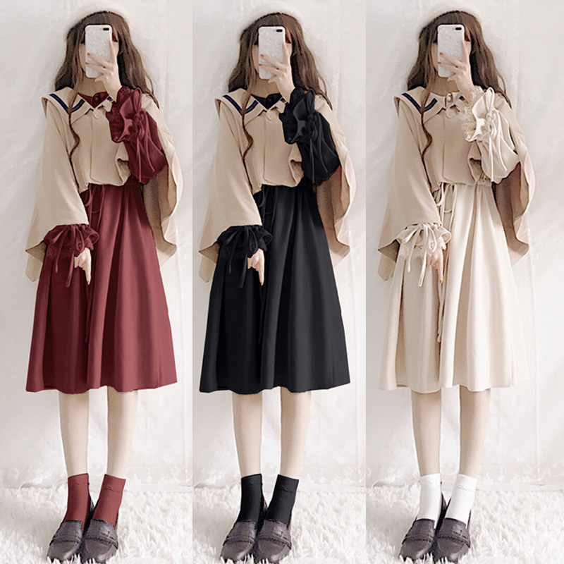 solar system Confidante suit Sisters bow Frenum bishop sleeve Navy collar cloak Two piece set student New productsin the Women's clothing/Boutique , Set/Student uniforms/Work uniforms , Fashion Set category - from Buy2taobao.com to provide professional Taobao agent buy service