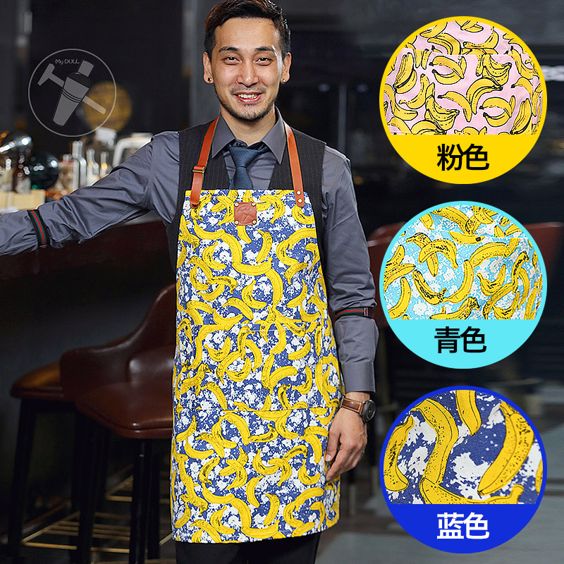 调酒师围裙香蕉图案印花围裙肩带头层牛皮特色帆布围裙可定制logo在类目 家庭/个人清洁工具, 家务/地板清洁用具, 围裙中 - 来自Buy2taobao.com提供专业的淘宝代购服务