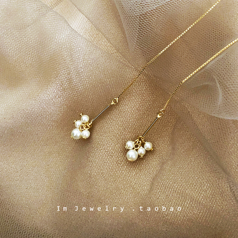 Hand made 925 Silver gilt Pearl tassels Texture have more cash than can be accounted for Ear line Tall and thin Earrings Refinement Retro Earringsin the Accessories/Fashion Jewelry, Earring , Ear wire category - from Buy2taobao.com to provide professional Taobao agent buy service