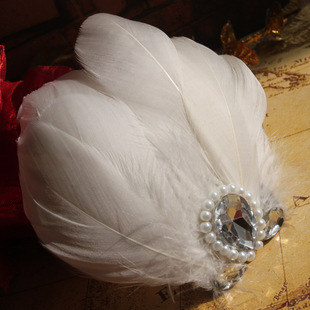  特价 羽毛结婚新娘头花胸花 韩式新娘头饰 白色花朵发饰 婚纱头饰