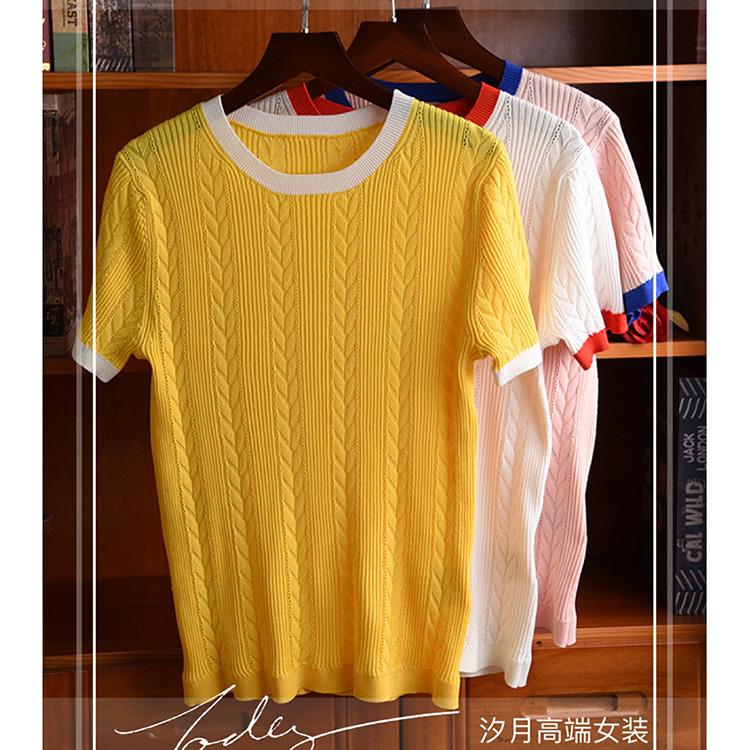 By age goddess French Sweet Small fragrant wind Borneol knitting Show thin T-shirts Short sleeved T-shirt jacketin the Women's clothing/Boutique , Wool sweater category - from Buy2taobao.com to provide professional Taobao agent buy service
