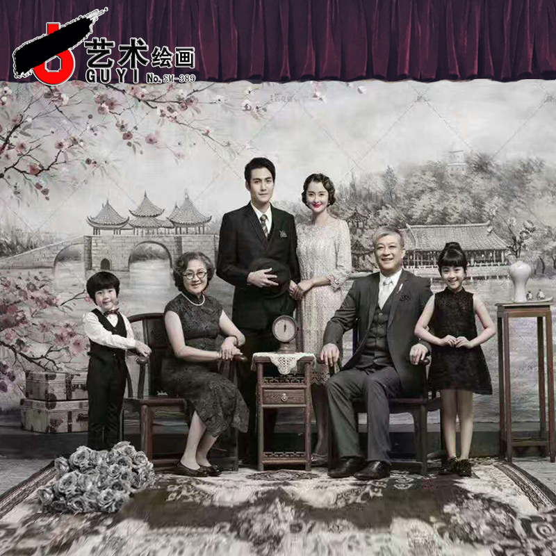 The ancient one background Family portraits background Hand-painted background fabric Oil Painting background Retro background Republic of China background cotton backgroundin the 3C Digital Accessories, SLR/Single-camera accessories , Studio Equipment , Background cloth category - from Buy2taobao.com to provide professional Taobao agent buy service