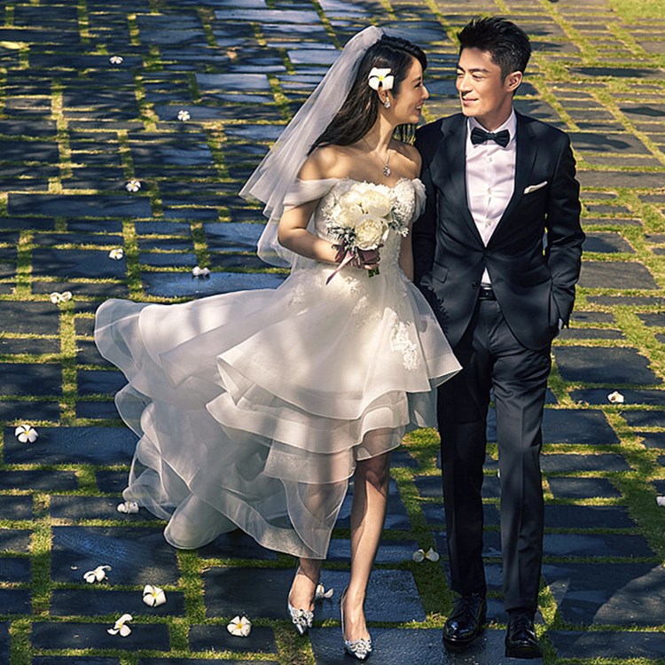 2018新款夏季婚纱礼服一字肩前短后长韩式新娘旅拍小拖尾出门纱女|ruв категории Женская одежда, Cвадебные платья, свадебное платье - от Buy2taobao.com для оказания профессиональной услуги покупки агента Taobao