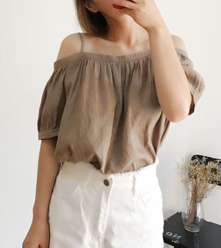 one word jacket Sweet By age Xian Xian 2019 Korean Edition New short sleeve Chiffon shirtin the Women's clothing/Boutique , Lace shirt/Chiffon shirt category - from Buy2taobao.com to provide professional Taobao agent buy service