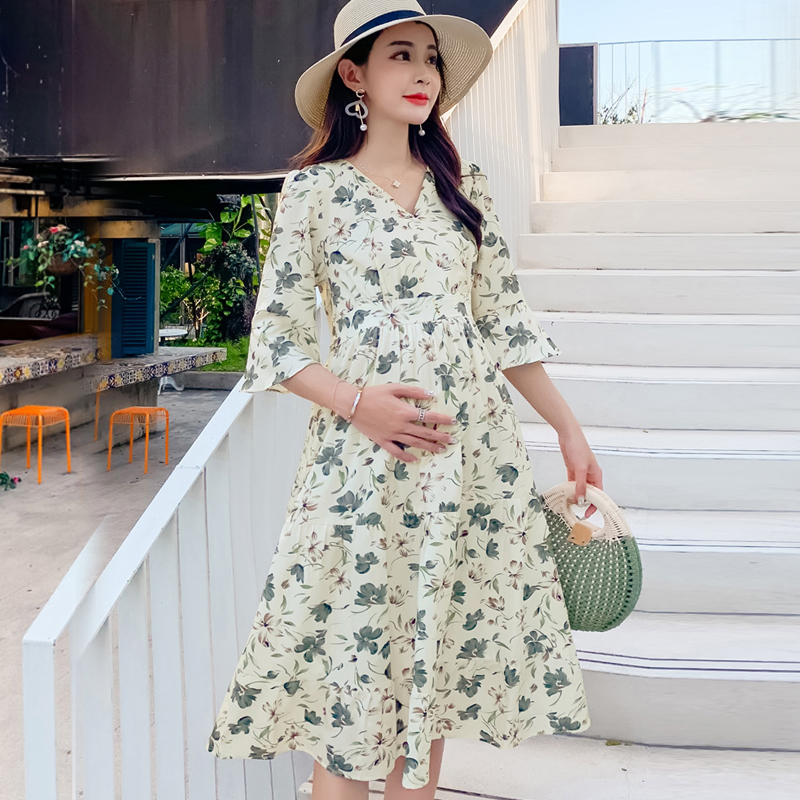 孕妇裙外出夏季雪纺喂奶中长款哺乳裙外出女辣妈款孕妇连衣裙夏薄|msdalam kategori Bekalan Ibu / Ibu / Pemakanan, bersalin, pakaian - dari Buy2taobao.com untuk memberikan perkhidmatan ejen Taobao profesional membeli