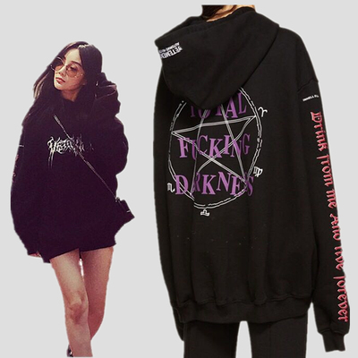 明星李小璐杨幂权志龙同款六芒星魔法阵宽松套头连帽卫衣女情侣装