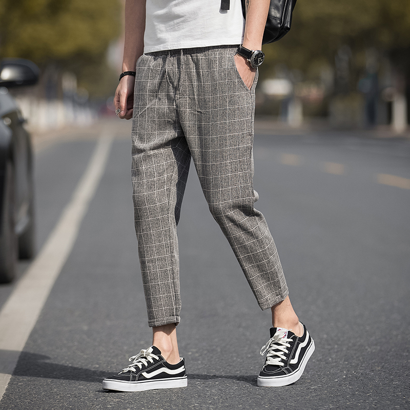 summer new pattern Harajuku Cotton and hemp Ninth pants Korean Edition Easy Feet Haren pants lattice Casual pants 9 pantsin the Men's clothing, Casual pants category - from Buy2taobao.com to provide professional Taobao agent buy service