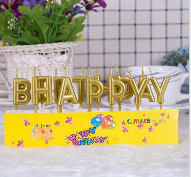 生日蛋糕蜡烛 英文生日快乐 HAPPY BIRTHDAY 土豪金 银色网红蜡烛在类目 节庆用品/礼品, 蜡烛中 - 来自Buy2taobao.com提供专业的淘宝代购服务