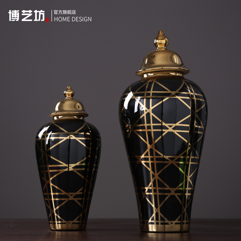 新古典歐式大號儲物罐將軍罐花瓶新中式樣板房間酒店陳列裝飾擺件在類目 家居飾品, 擺件中 - 來自Buy2taobao.com提供專業的淘寶代購服務
