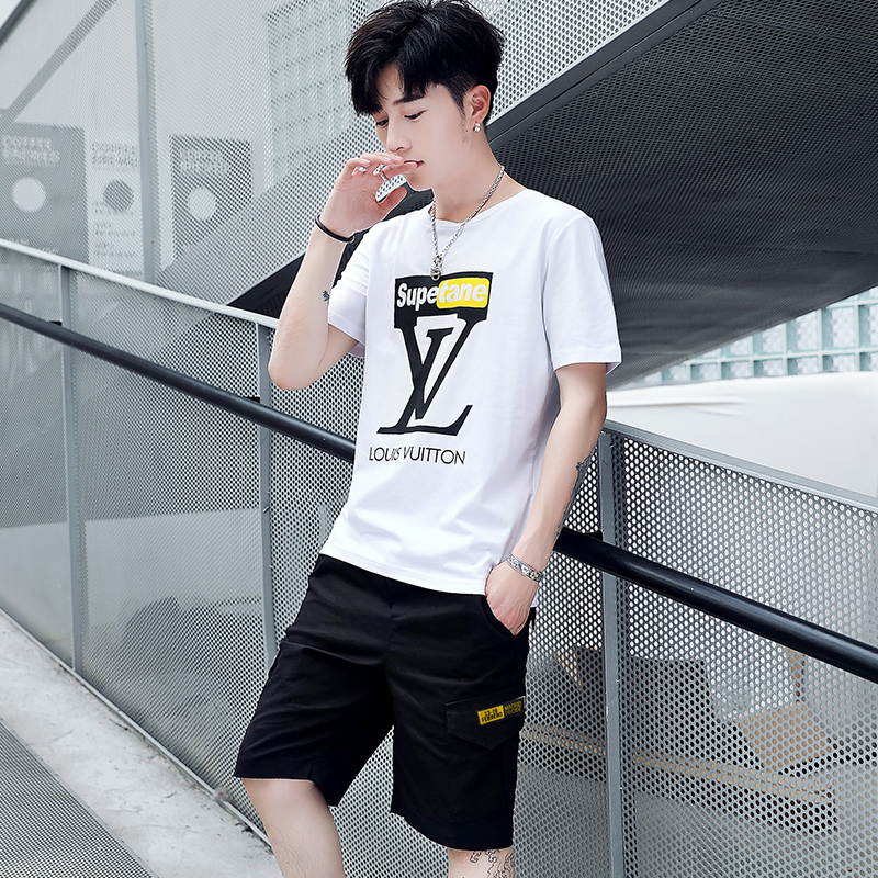 summer Short sleeved T-shirt suit man Chaopai T-shirt 2019 new pattern Trend men's wear collocation handsome Summer wearin the Men's clothing, Set , Leisure sports suit category - from Buy2taobao.com to provide professional Taobao agent buy service