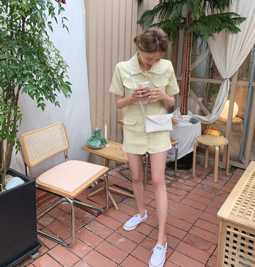 chic韩国官网代购 法式蜜糖少女可爱洋气多扣侧开叉半身裙短裙|ruв категории Женская одежда, юбка - от Buy2taobao.com для оказания профессиональной услуги покупки агента Taobao