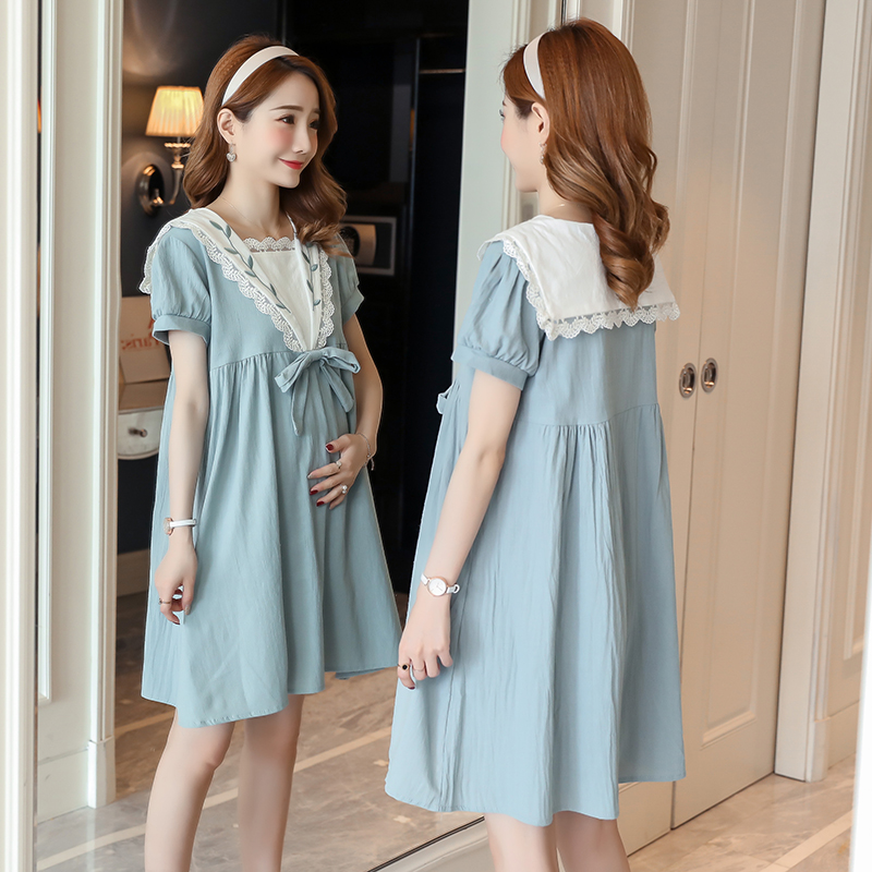 2019 new pattern maternity dress Summer wear Like a breath of fresh air Embroidery bow Paige Easy Show thin Short sleeved pregnant woman Dressin the Maternity/Maternal supplies/Nutrition , Maternity , Dress category - from Buy2taobao.com to provide professional Taobao agent buy service