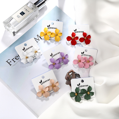 花朵显脸瘦耳钉女韩国百搭耳饰品个性耳花吊坠气质潮人耳坠耳环