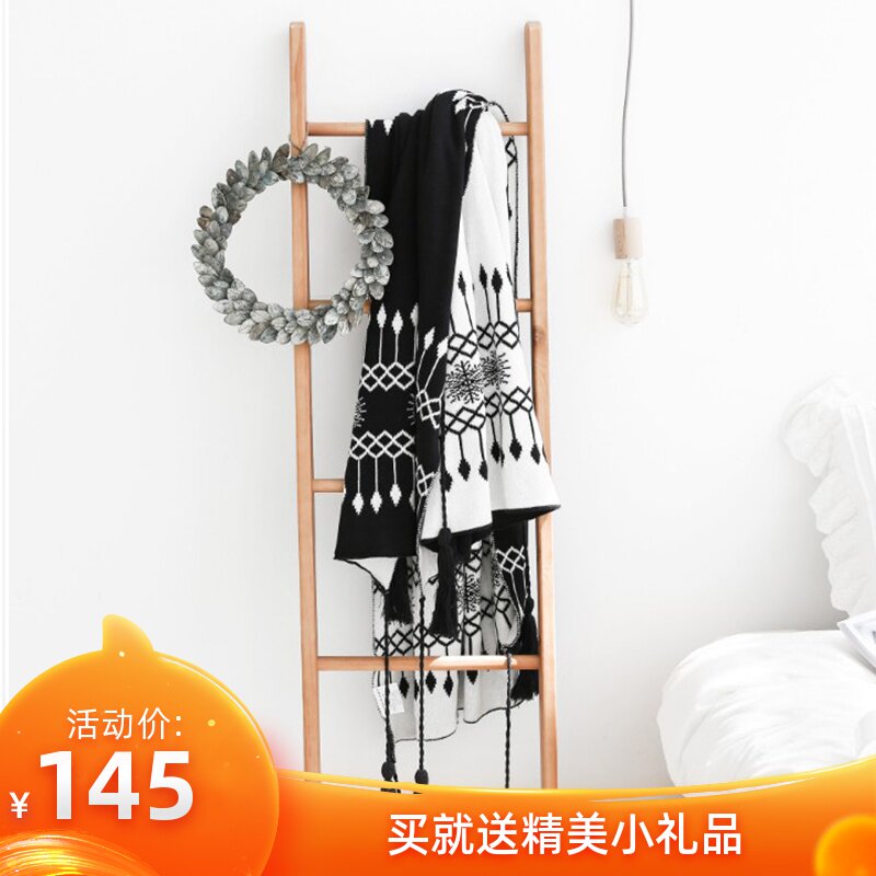 ins Northern Europe Simplicity Knitted blanket Cotton Blanket Blanket tassels Sofa blanket black and white Siesta leisure time Thin blanket Homestayin the Bedclothes , Leisure blanket/Woolen blanket/Carpet category - from Buy2taobao.com to provide professional Taobao agent buy service