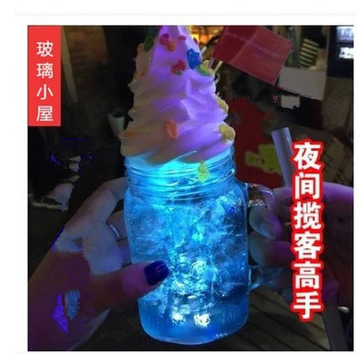 创意发光公鸡杯梅森杯 奶茶瓶饮料瓶 玻璃杯把手杯带盖冰激凌杯|msdalam kategori pinggan mangkuk, Cup/cawan/cerek, Glass - dari Buy2taobao.com untuk memberikan perkhidmatan ejen Taobao profesional membeli