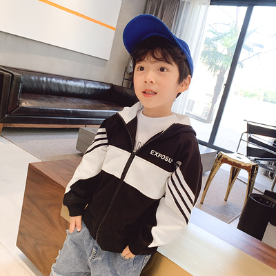 男童运动外套春装2020新款儿童连帽上衣帽衫夹克中大童春秋韩版潮