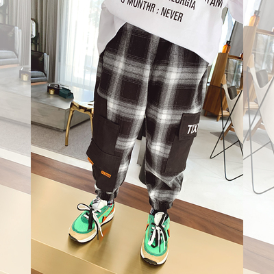 男童休闲裤春装2020新款童装 儿童裤子格子宽松长裤春秋小贝潮品