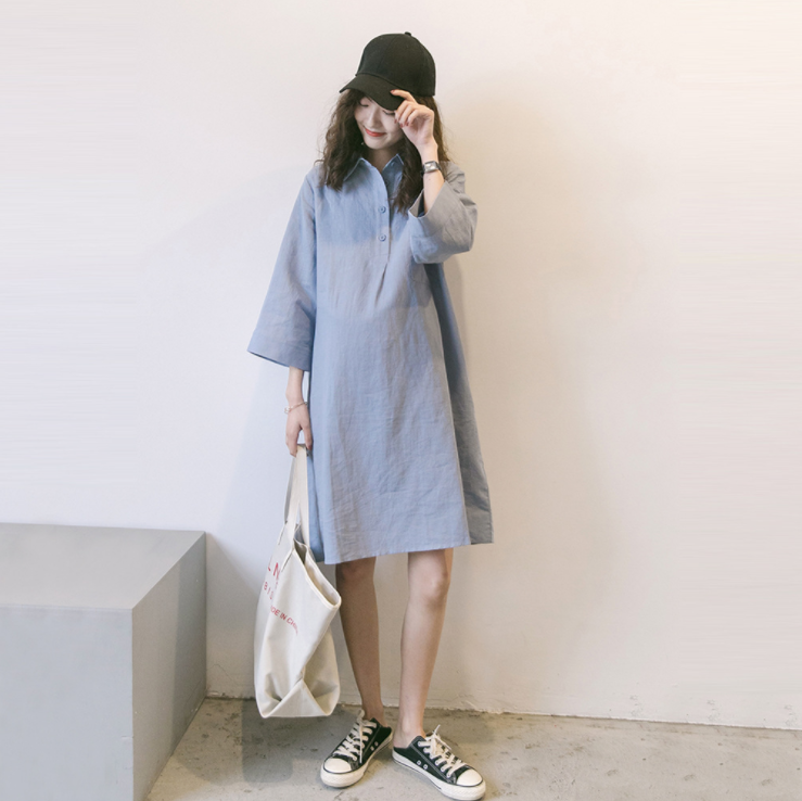 pregnant woman Summer wear pregnant woman Dress Spring and summer maternity dress leisure time Lapel Easy Korean Edition fashion Mid length version shirtin the Maternity/Maternal supplies/Nutrition , Maternity , Dress category - from Buy2taobao.com to provide professional Taobao agent buy service