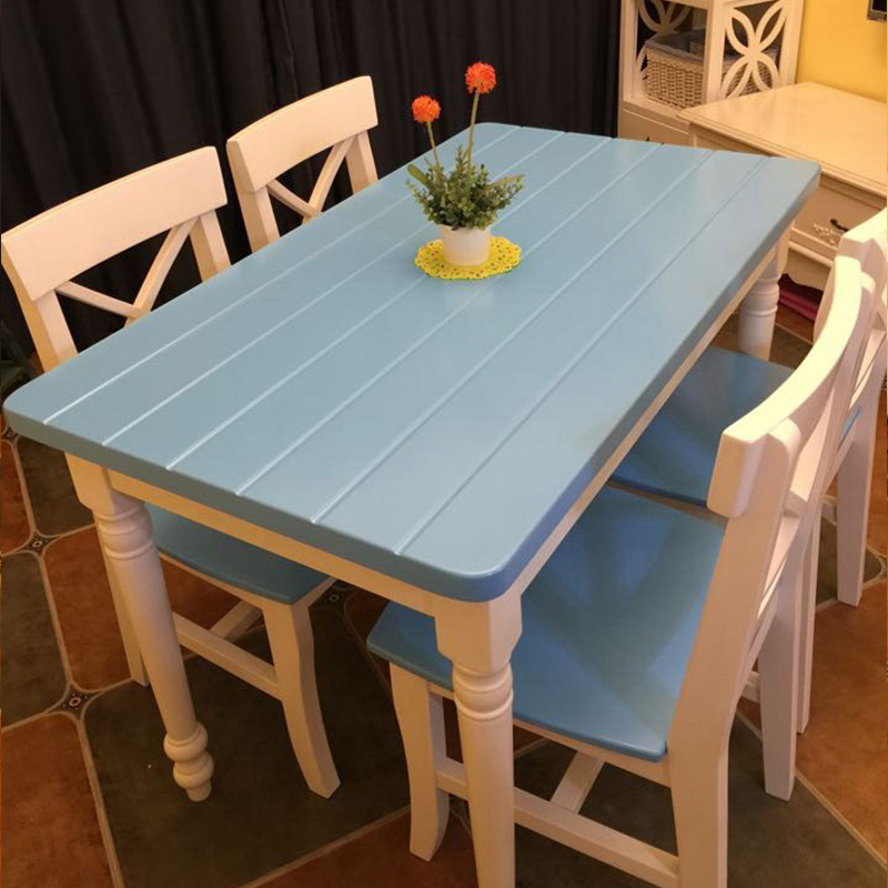 Mediterranean Sea All solid wood household Restaurant blue dining table and chair combination Dining Table American style rural Small apartment dining table Dining Tablein the Residential furniture , Tables , Dining table category - from Buy2taobao.com to provide professional Taobao agent buy service