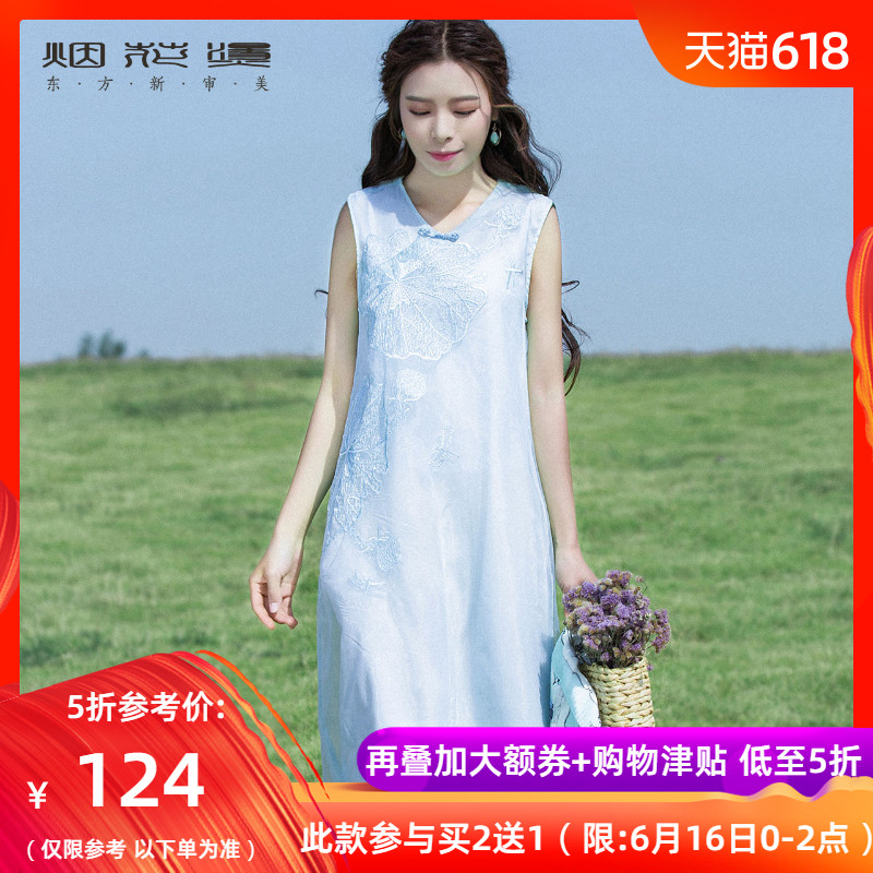 烟花烫夏装女2019新款时尚气质复古文艺范绣花连衣裙 萍叹|ruв категории Женская одежда, платье - от Buy2taobao.com для оказания профессиональной услуги покупки агента Taobao