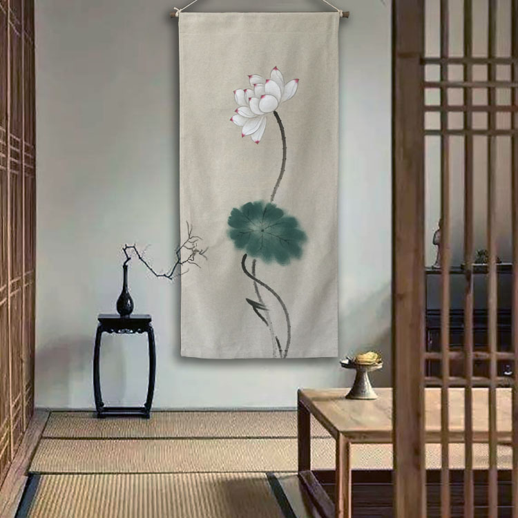 挂画手绘居家布艺荷花中式简约禅意棉麻表箱茶室佛堂禅房水墨挂帘在类目 居家布艺, 挂毯/壁毯中 - 来自Buy2taobao.com提供专业的淘宝代购服务