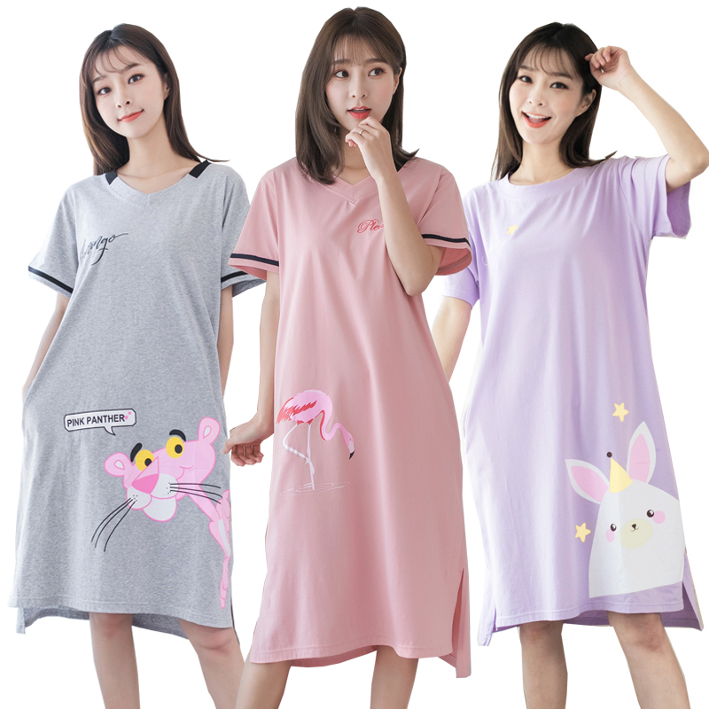 pregnant woman Nightdress summer Short sleeved pure cotton pregnancy go out Extra large size MM Add fertilizer 220 postpartum Home skirtsin the Maternity/Maternal supplies/Nutrition , Tracksuit/Nursing equipment/Autumn clothes , Home skirts category - from Buy2taobao.com to provide professional Taobao agent buy service