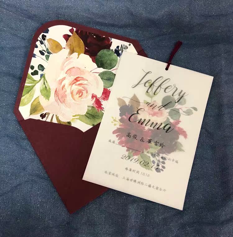 customized Butter paper Sulphate paper Like a breath of fresh air The red marry Invitation card Pink wedding invitationin the Festive supplies/Gift , Invitation card category - from Buy2taobao.com to provide professional Taobao agent buy service