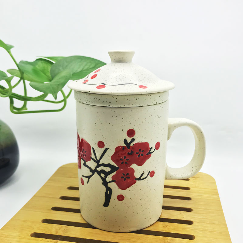 陶瓷茶杯水杯過濾杯子日式和風手繪梅花陶瓷杯子辦公室馬克杯在類目 餐飲具, 茶具, 茶杯中 - 來自Buy2taobao.com提供專業的淘寶代購服務