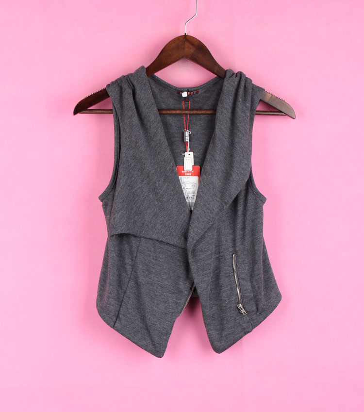 82YH629 New Stock Women's wear Spring and autumn season leisure time Cardigan Hooded Sleeveless grey Vest vest jacketin the Women's clothing/Boutique , Maga category - from Buy2taobao.com to provide professional Taobao agent buy service